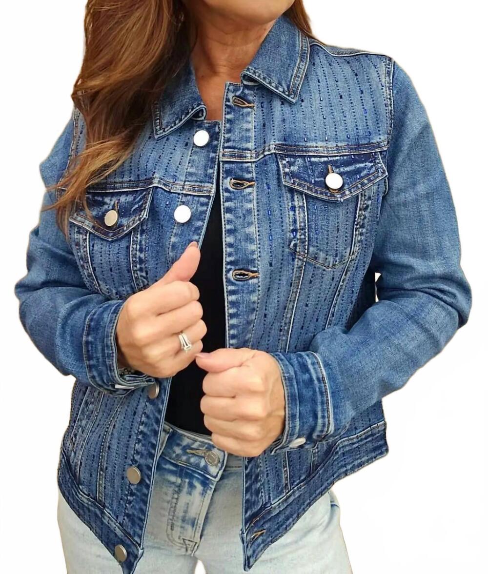 NEW PICADILLY sparkles long sleeves jacket in deep denim